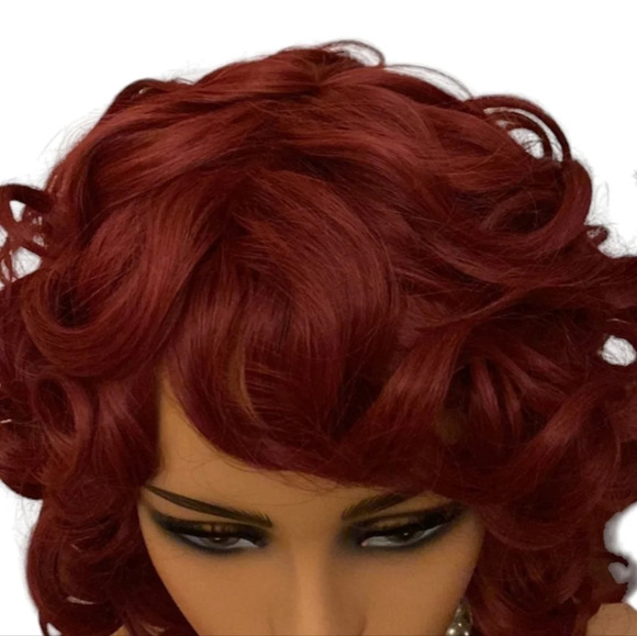 Pincurled Wig w/bangs - RED - Picture 9 of 12